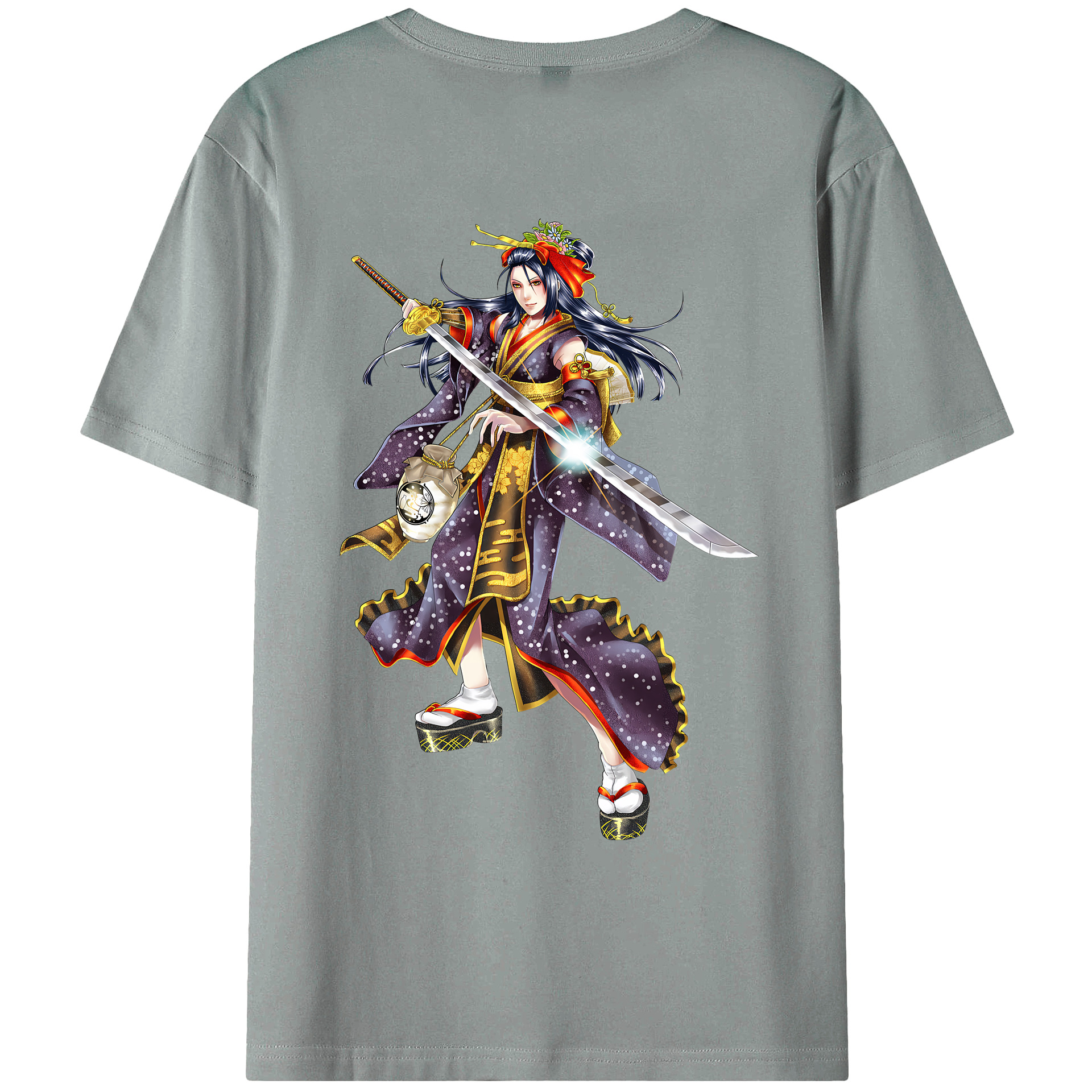 （画像用） 刀剣乱舞 Touken Ranbu 綿100％ メンズ半袖Tシャツ（バックプリント） 通気性